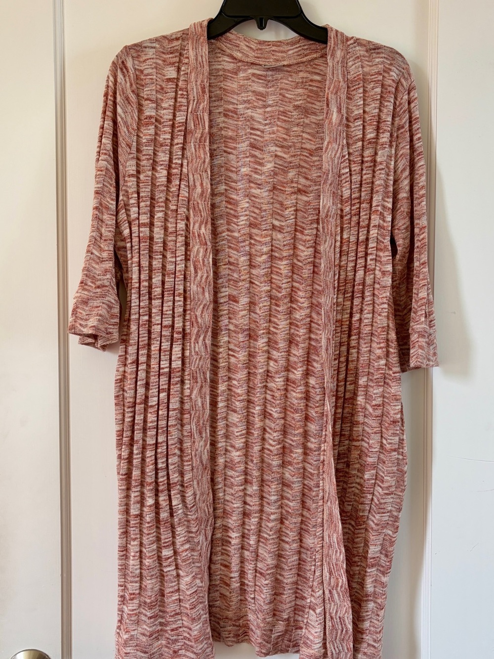Zara Pink Marled Open-Front Ribbed Cardigan